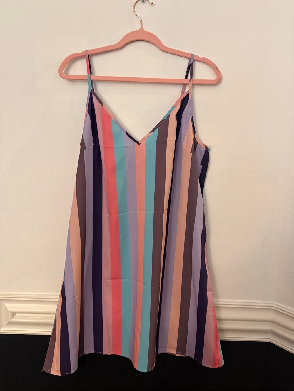 SHEIN Multicolor Striped Mini Dress - Pink, Blue, Purple, Coral